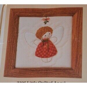 The Creative Circle 1989  Embroidery Little Quilted Angel Kit 2106  5"x5" NEW